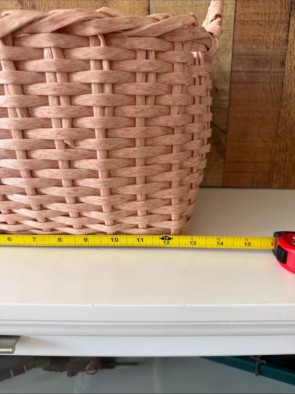 Large Pink Woven Storage Basket with Handles